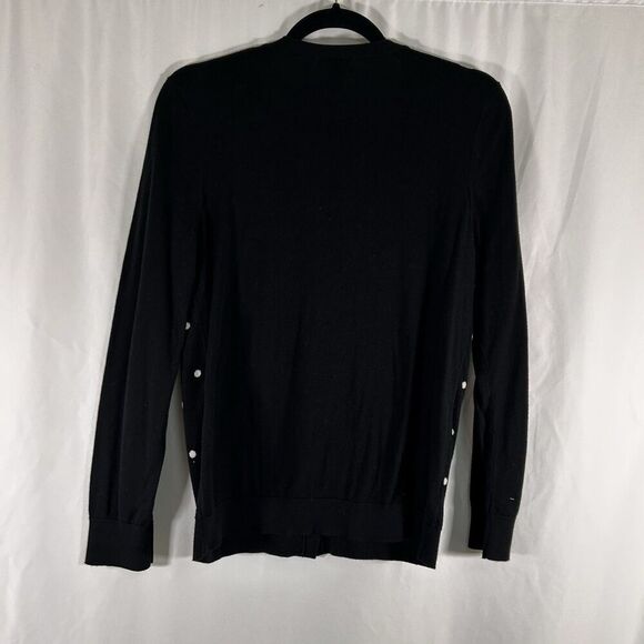 LOFT Cardigan Women's Large Black Polka Dot Button Front Long Sleeve Cotton - Picture 6 of 6